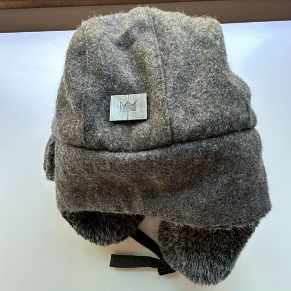 Nathaniel‎ Cole Crowncap Trapper Hat Youth L Gray Faux Fur - Picture 2 of 6